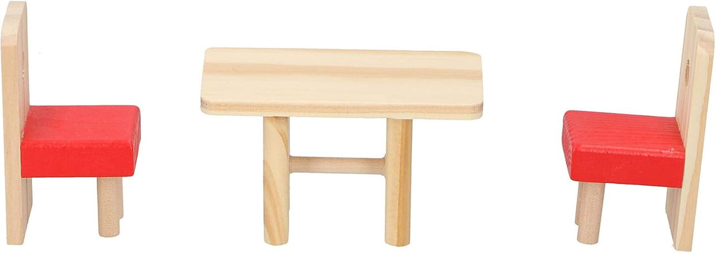 Marionetten-Holzspielzeug – Puppenhaus aus Holz mit Möbeln und Puppen – 11 Stück Puppenhäuser Naty Shop