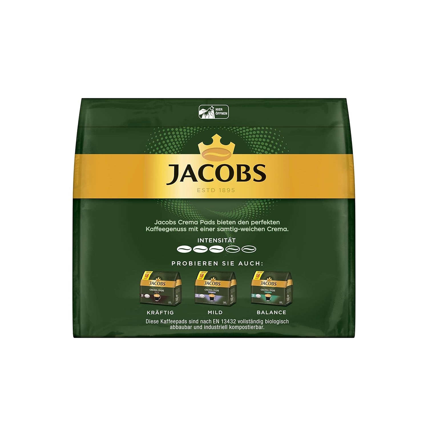 Kräftig Cream Pads, 90 Senseo-kompatible Kaffeepads UTZ-zertifiziert, 5er Pack, 5 x 18 Getränke & Cream Pads, 90 Senseo-kompatible Kaffeepads UTZ-zertifiziert, 5er Pack, 5 x 18 Getränke