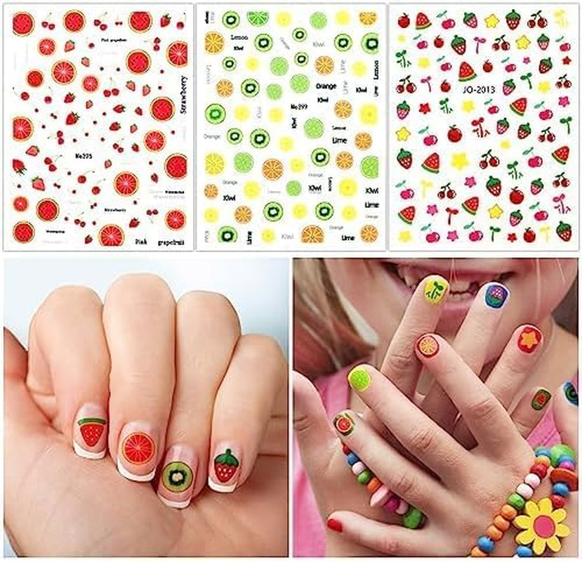 Niedliche Nagelaufkleber für Kinder, 20 Blatt, 3D-Nagelaufkleber, die im Dunkeln leuchten, Blumen, bunte Nagelkunstdekorationen, Nagelaufkleber, selbstklebende Aufkleber, DIY-Dekorationszubehör