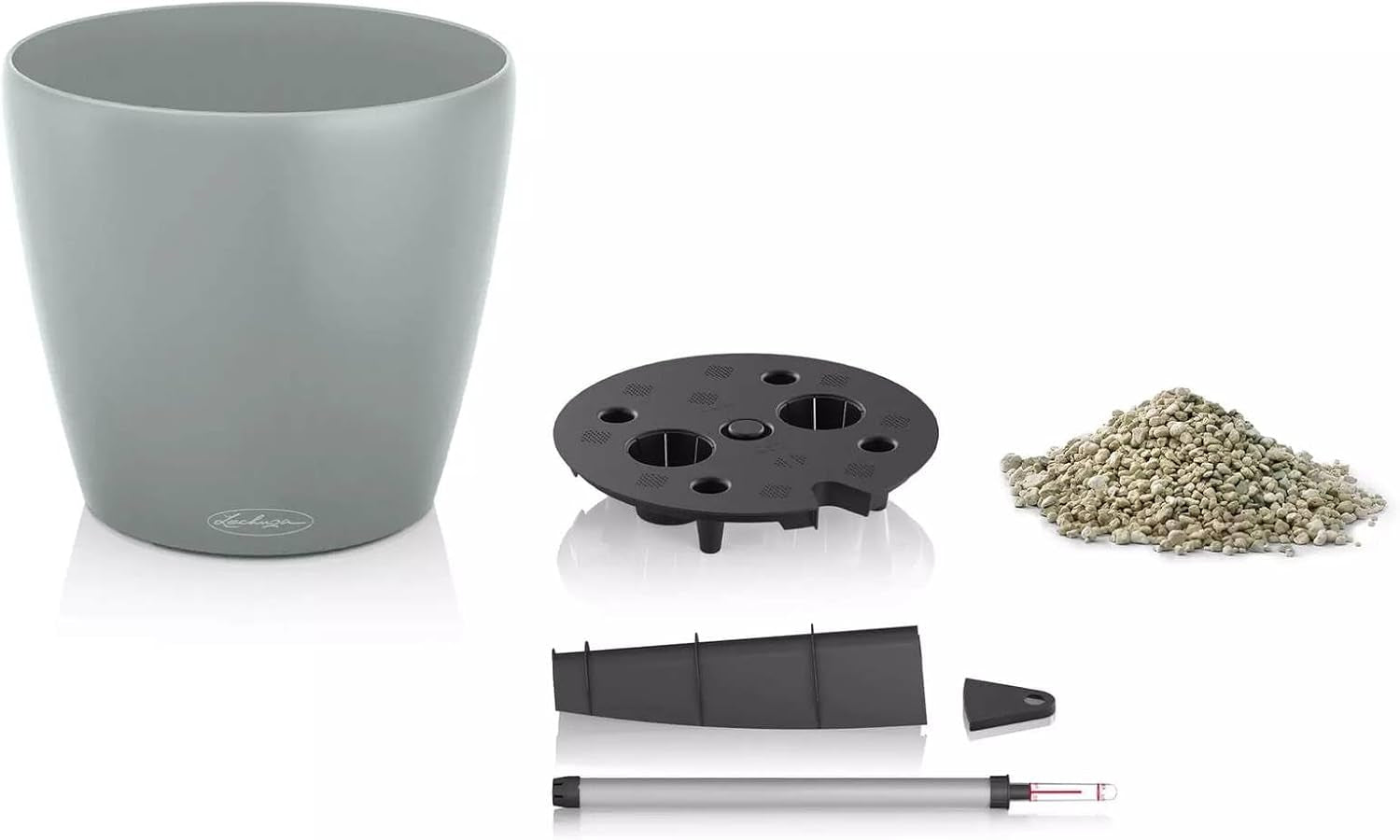 Pflanzgefäß LECHUZA Classico Color ECO 60 Dunkelgrau | Pflanzgefäß mit Bewässerungssystem und Wasserstandsanzeige | Hergestellt aus 100 % recyceltem Kunststoff | Mattes Finish | Ø 60 x 55,5 cm | 18955
