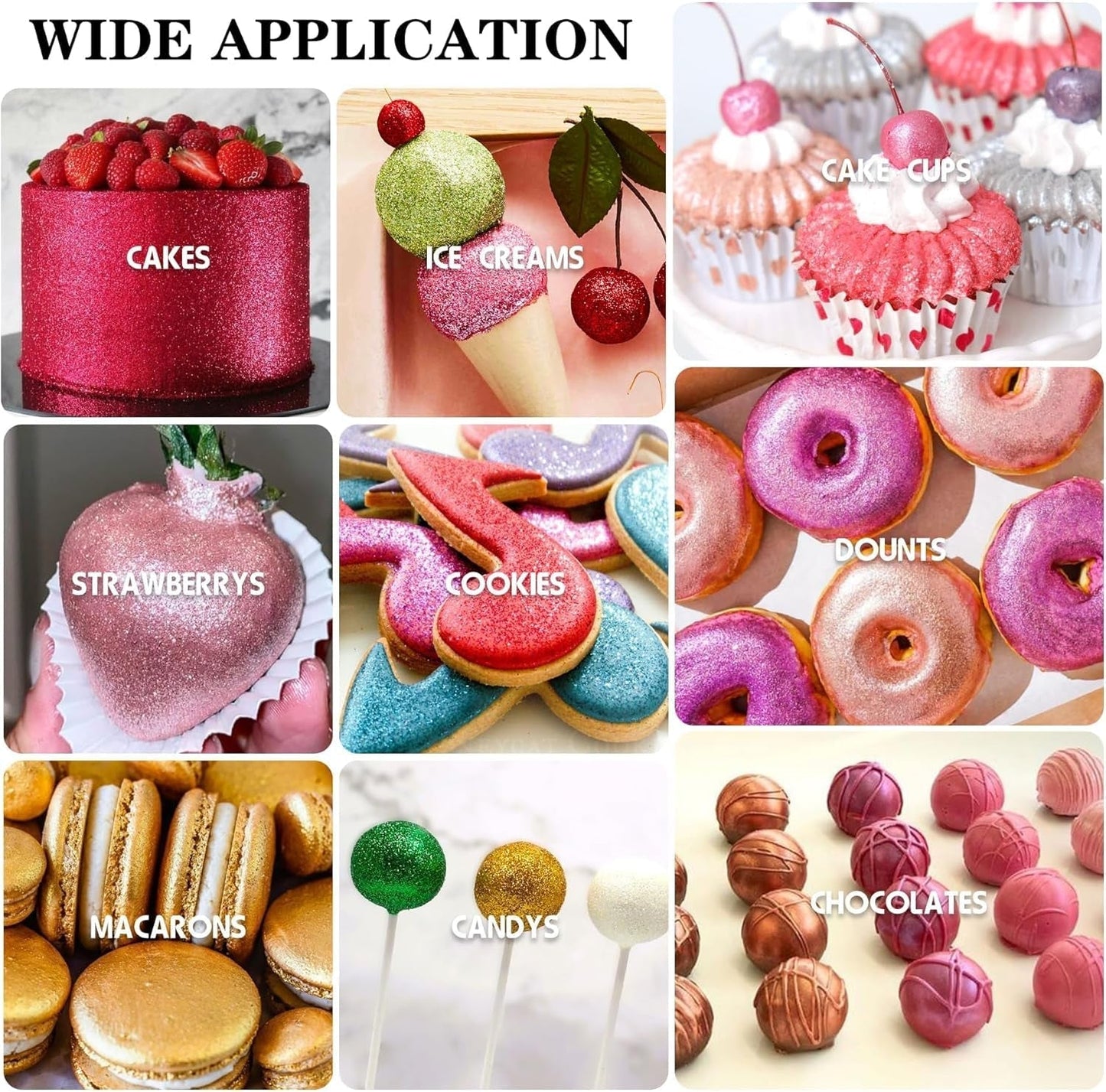 Essbares Glitzerspray-Set – 20 g schillernder Glitzerstaub für Getränke, Champagner, Kuchen – essbare metallische Lebensmittelfarbe für Cocktails, Wein, Likör, Backen, Kuchen