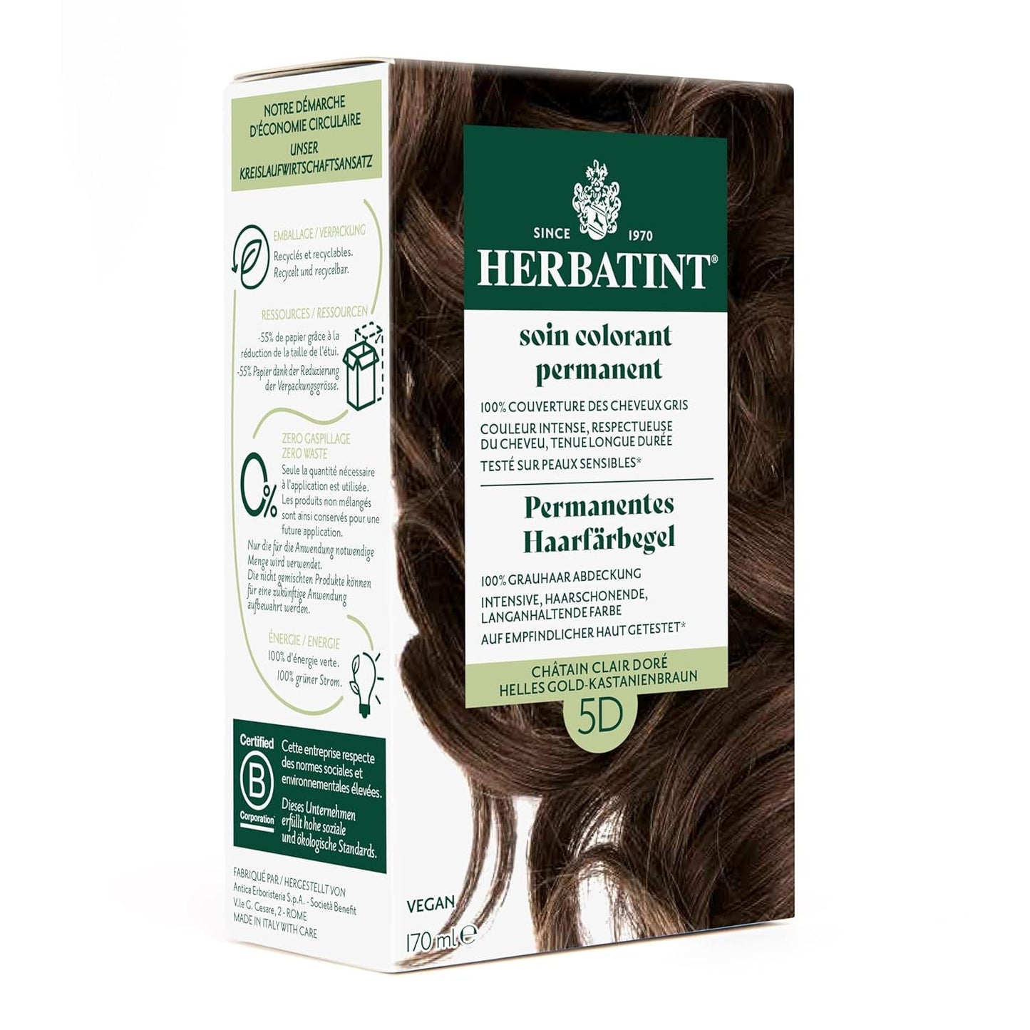 Permanentes Haarfärbegel 6N Dunkelblond – 170 ml I Ammoniakfrei, 100 % Abdeckung grauer Haare I Getestet auf empfindlicher Haut, mit 8 Pflanzenextrakten