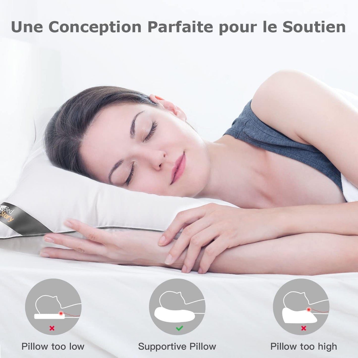 Bedstory-Kissen, 50 x 70 cm, 2 Stück, bissfest, schweißatmend, hypoallergen, Füllung: 100 % Polyesterfaser, ultra-bequem und weicher Komfort und hervorragende Unterstützung. Naty Shop Standard-Kissen