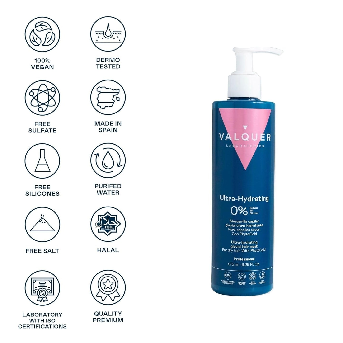 Valquer Profesional Ice Hair Mask – Ultra-feuchtigkeitsspendende Haarmaske ohne Sulfate, Salze und Silikone Naty Shop Haarmaske