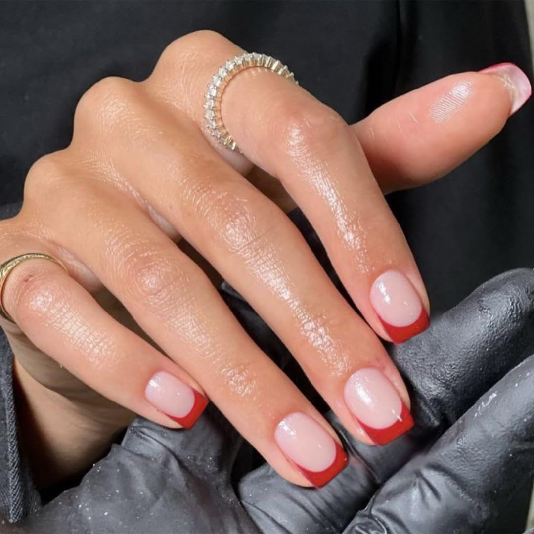 Lange French Tips Gold Glitzer Kleber auf langen quadratischen Nägeln Glitzer French Tip Falsche Nägel Set Quadratische künstliche Nägel für Frauen 24 Stück
