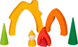 Goki 58427 – Zwergenhaus – Goki Evolution – Hergestellt aus hochwertigem Ahornholz – 7 Teile – Bunte Farben auf Wasserbasis – Hergestellt in Europa. Puppenhäuser Naty Shop