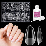 Kurze künstliche Nägel, Ballerina, 500 Stück, zum Aufkleben, 12 Größen, künstliche Nägel, kurze, weiche Gel-Nagelspitzen mit vollständiger Abdeckung für Gelnägel, kurz S