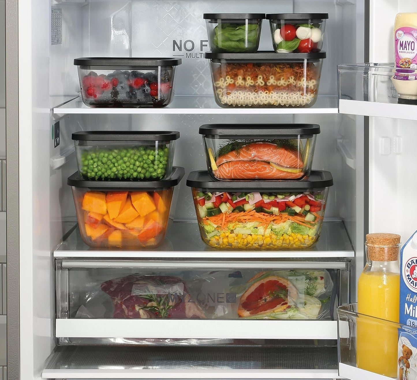 Vakuum-Set Küchenprofi EASYFRESH | Set mit 7 Teilen | 1x elektrische Vakuumpumpe, 1x Vakuumbehälter S, M und L, 3x Vakuumbeutel 22x21 cm | Borosilikatglas, hochwertiger Kunststoff | Zubereitung und Lagerung Aufbewahrungsboxen für Lebensmittel Naty Shop