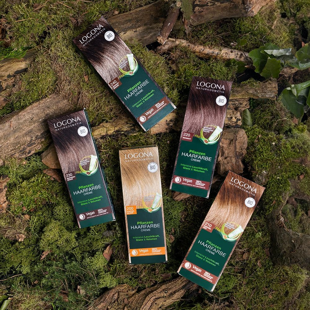 LOGONA Naturkosmetik Pflanzenhaarfarbe Creme 240 Nougatbraun, Naturfarbe für braunes Haar mit Henna, Färbecreme für Brauntöne, Coloration für dunkles Haar, 150ml Haarfarbe Naty Shop