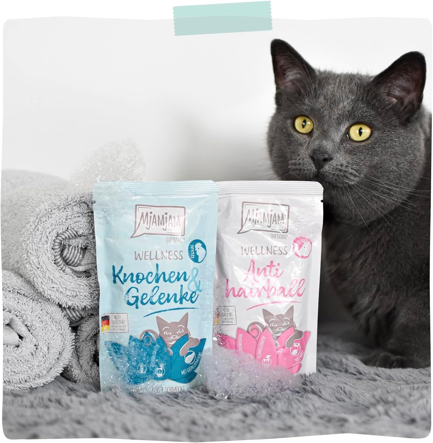 MjAMjAM – Premium-Nassfutter für Katzen – Wellness – Verdauungsfördernd – Rind, 12er-Pack (12 x 125 g), getreidefrei
