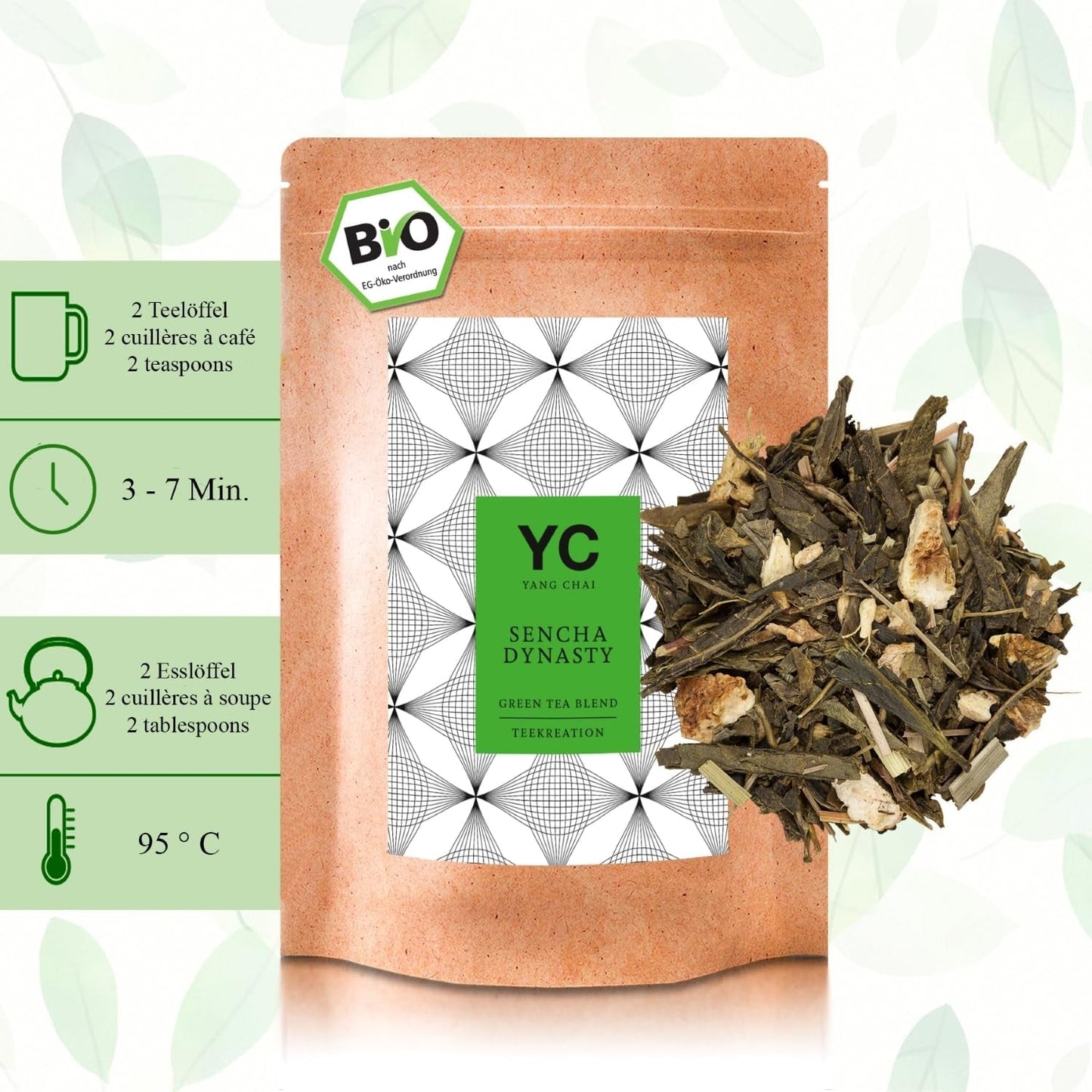 YC Yang Chai Sencha Grüner Tee BIO 250G – Japanischer loser Tee mit Bergamotte-Geschmack – Original japanischer Grüntee „Sencha Dynasty“ aus kontrolliert biologischem Anbau