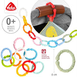 Fehn 10er Set Befestigungsringe – Befestigungshaken für Babyschale, Laufstall und Gitterbett – Kinderwagenketten-Befestigungsringe für zu Hause und unterwegs – C-Ringe für Babys und Kleinkinder ab 0+ Monaten Toys Bebe Naty Shop