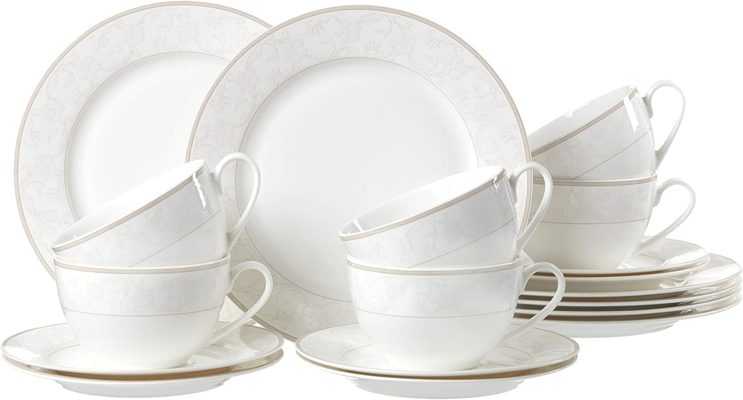 Ritzenhoff & Breker Isabella Kaffeeservice, 18-teilig, feines Porzellan, weiß mit Ornamenten, 37 x 26 x 25 cm