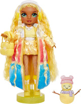 Rainbow High Winter Wonderland – Sunny (Gelb) – 28 cm große versteckte magische wasseraufblasende Schneemann-Modepuppe mit Schneemann-Set, geeignet für Kinder im Alter von 4–12 Jahren und Sammler