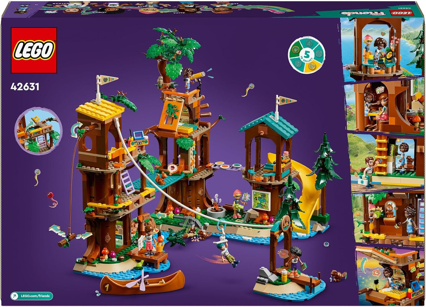 LEGO Friends Baumhaus im Abenteuercamp, Spielset für Mädchen und Jungen ab 8 Jahren mit 5 Figuren und 5 Tieren, Geschenkidee für kreative Spiele, Sportspielzeug, Puppenhaus 42631 Bausets Besuchen Sie den LEGO-Store