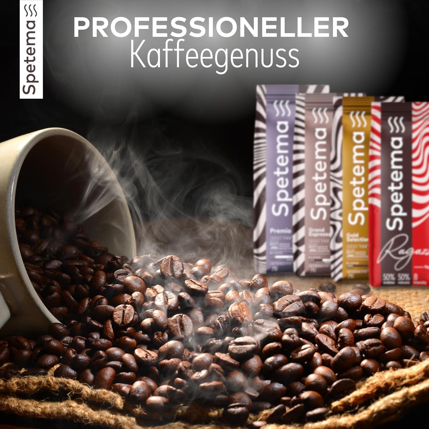 Spetema Kaffeebohnen Ragazzi Espresso Bar – 50 % Arabica & 50 % Robusta, Intensität 8/10, Mittlere Röstung, Zartes Aroma & Dichtes Geschmackserlebnis, 1 kg.