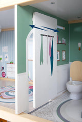 Small Foot 3-stöckiges Puppenhaus aus Holz mit offener Vorderseite und 12 Möbelstücken für Kinder ab 3 Jahren, 11802, Weißgrau