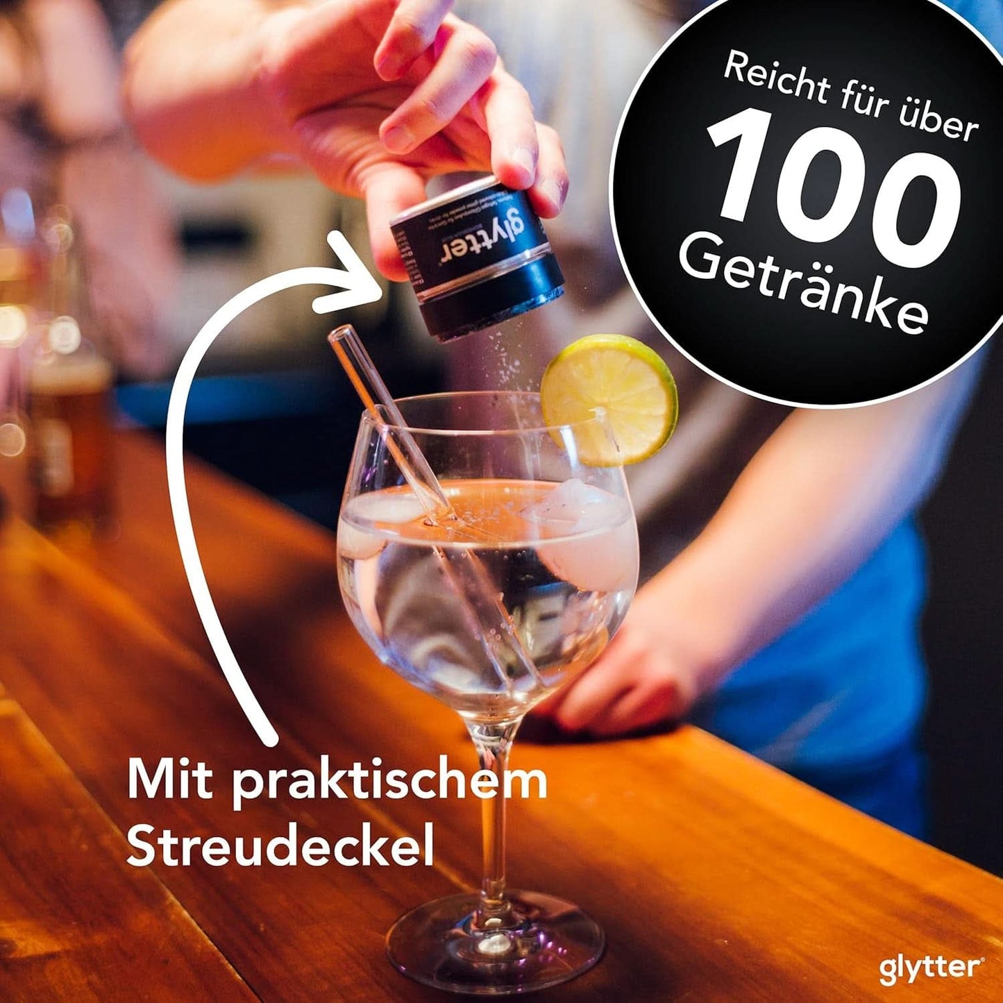 Glitzerpulver für Getränke (Silber) – Essbarer Glitzer für Getränke, 10 Gramm Glitter Naty Shop