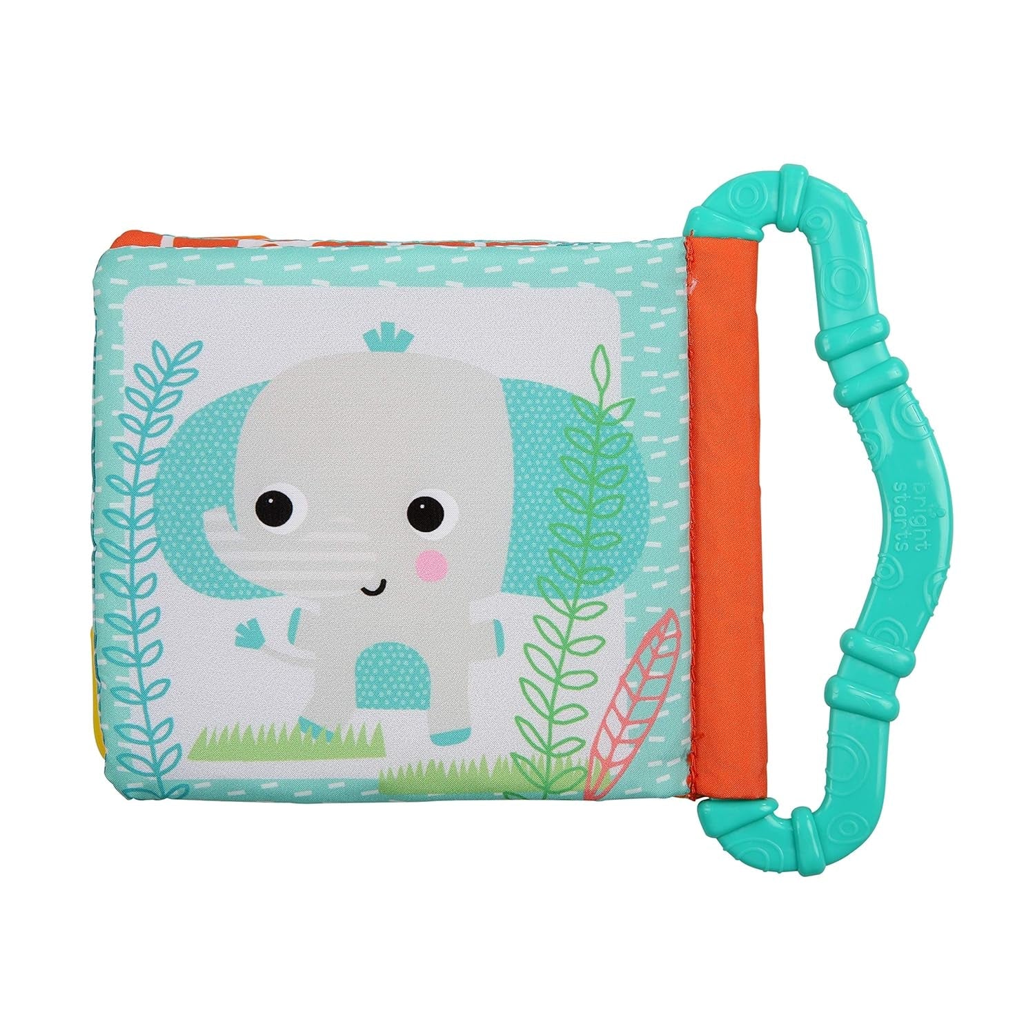 Bright Starts, Teethe & Read, Rassel-Stoffbuch, Greifling und Stofftier-Bilderbuch, Rasselbuch, Beißring, beruhigendes Zahnfleisch, Spielzeug für Babys und Kleinkinder ab 3 Monaten. Babyspielzeug Naty Shop
