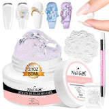 NAILGIL Fester Gel-Nagellack, Fester Gel-Nagelkleber, 3D-Nagelkunst-Skulptur mit Werkzeugset, DIY Home Salon, Transparent 15G