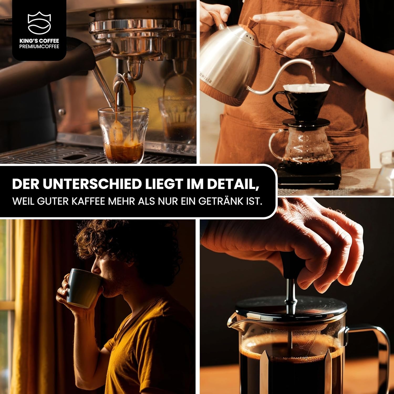 KING'S COFFEE – SPEZIALRÖSTUNG – 1 kg Barista Premium Espressobohnen – Kaffee mit niedrigem Säuregehalt – Röstung in kleinen Mengen in Italien – Die feinste Arabica-Robusta-Mischung für Vollautomaten und Siebträgermaschinen