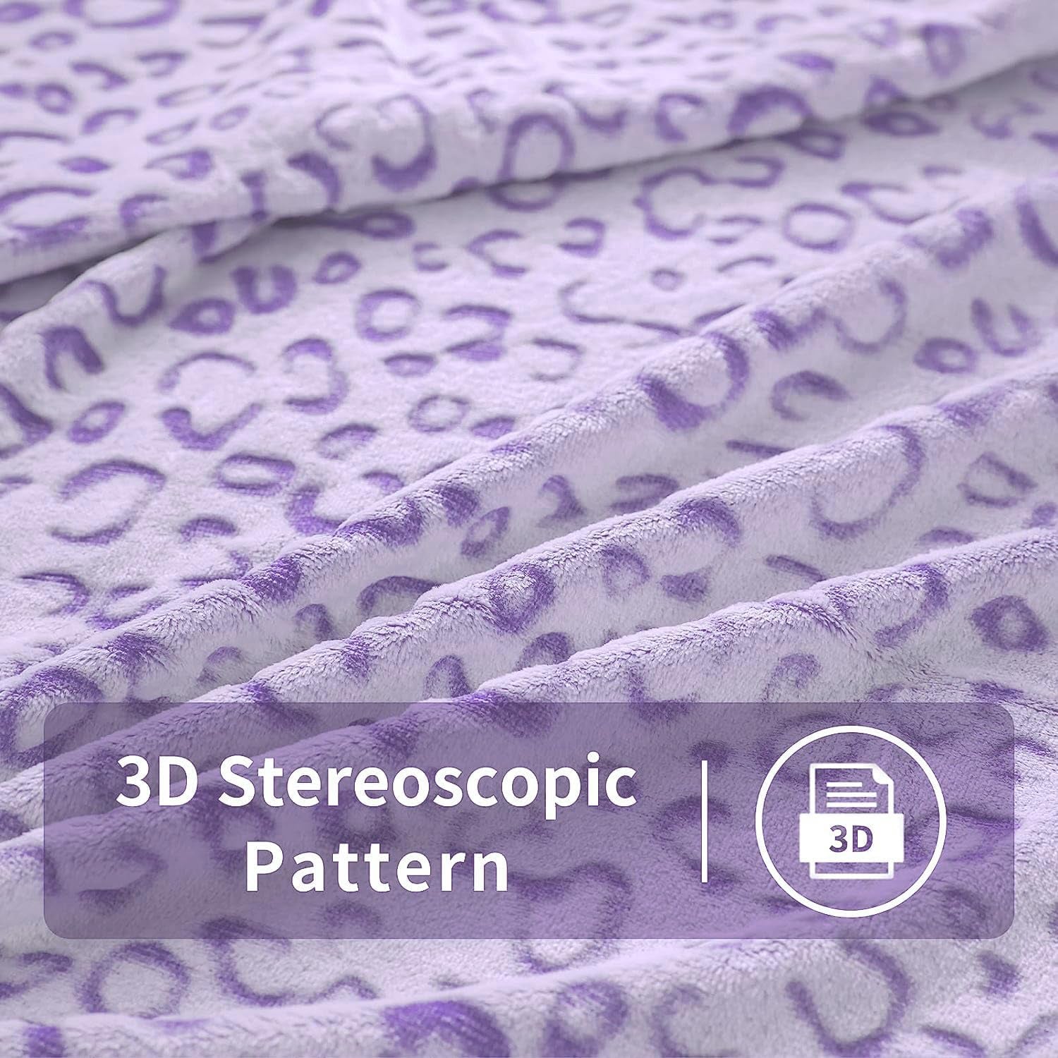FY FIBER HOUSE Flanell-Fleece-Überwurf, Mikrofaserdecke mit 3D-Gepardendruck, 228 x 274 cm, lila Bettdecken und Steppdecken Naty Shop