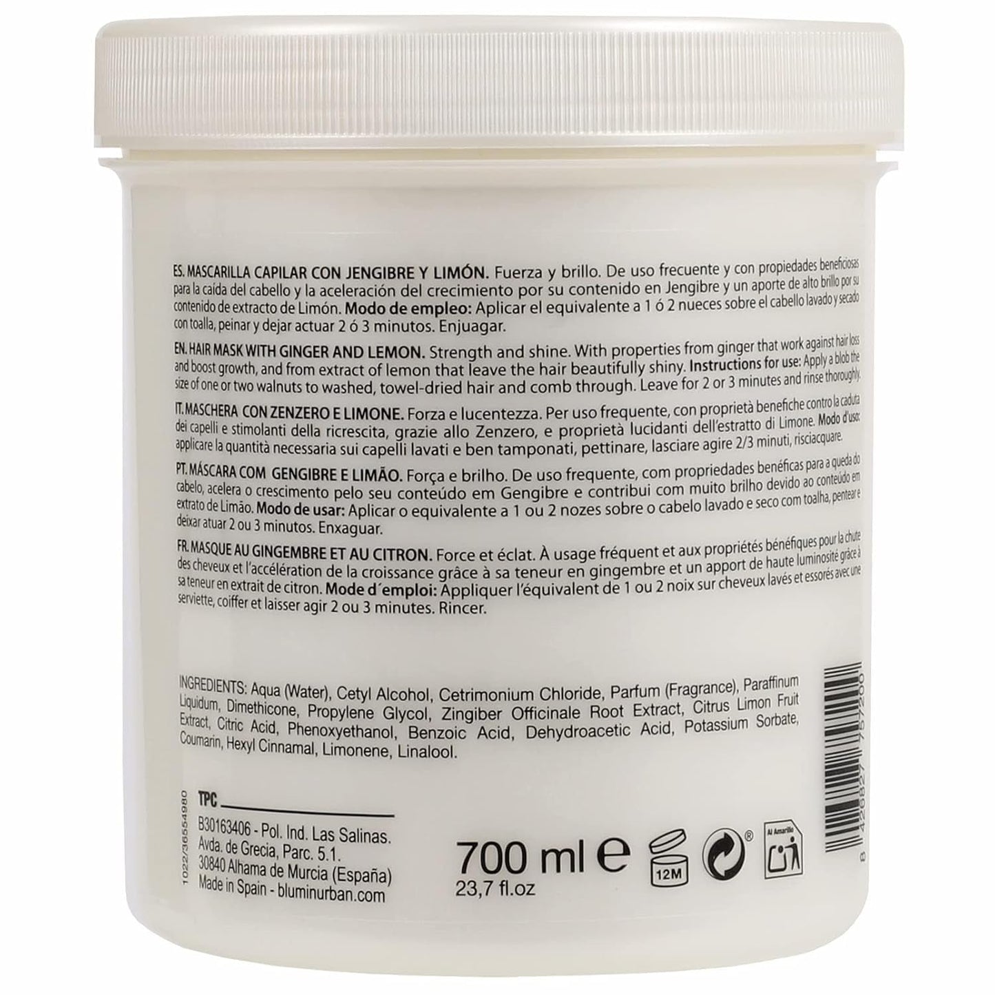 Urban Haarmaske mit Ingwer und Zitrone, 700 ml Naty Shop Haarmaske