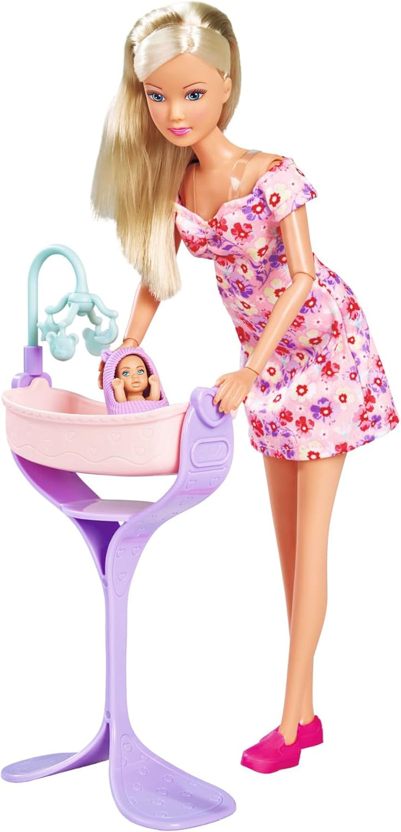Simba 105733680 Steffi Love Doll Hello Baby (29 cm) – Schwangere Puppe mit wachsendem Bauch, Babypuppe und Zubehör – Spielzeug für Kinder, Mädchen und Jungen ab 3 Jahren