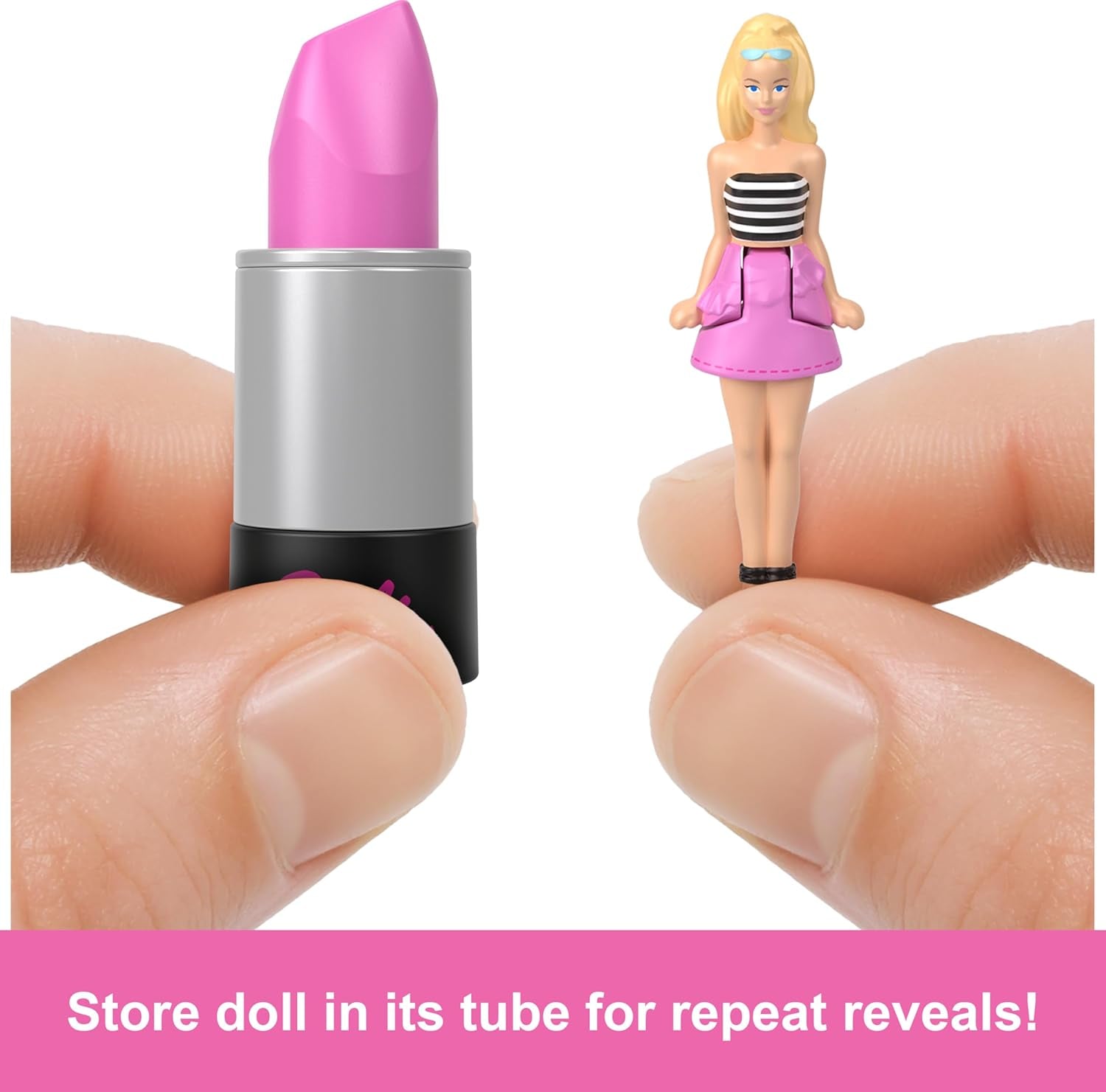 Barbie Mini Barbieland Set mit 5 Fashionistas-Puppen, ca. 3,8 cm große Minipuppen in Lippenstifthüllen, Überraschungskollektionsset (Stile können variieren), JBD26 Naty Shop Dolls