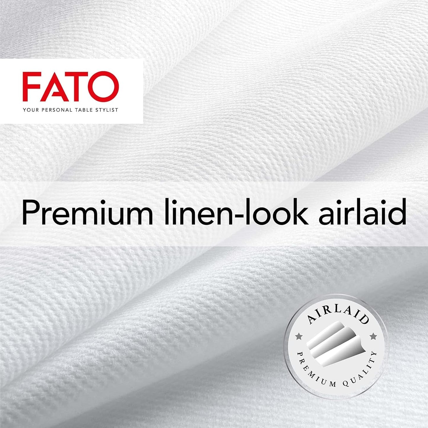 Fato - Trockene Papierservietten, Airlaid, Stoffeffekt, Packung mit 50 Servietten, Größe 40X40 in 4 gefaltet, Farbe Schwarz