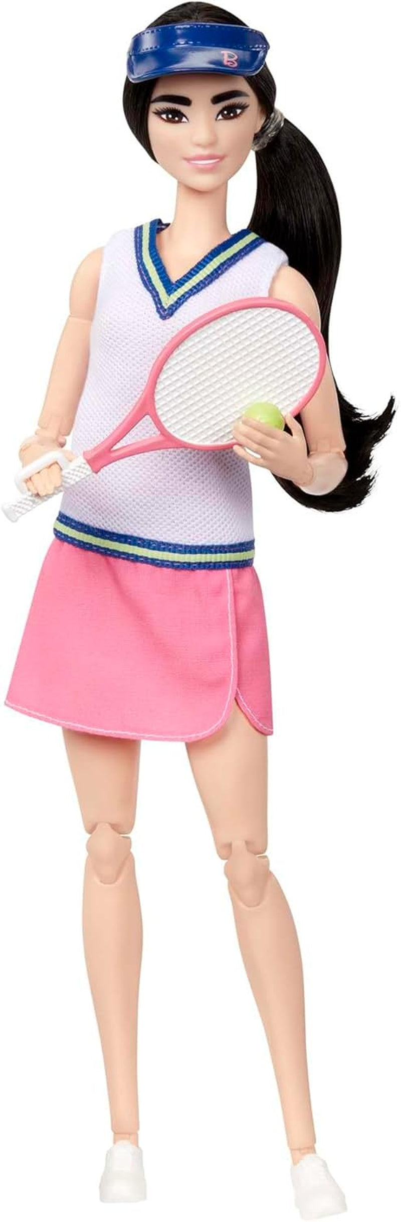 Barbie Made to Move-Puppe – Tennisspielerin mit Schläger und Ball – Puppe mit 22 Gelenken für realistisches Spielen, Tennisfans und Kinder ab 3 Jahren, HKT73