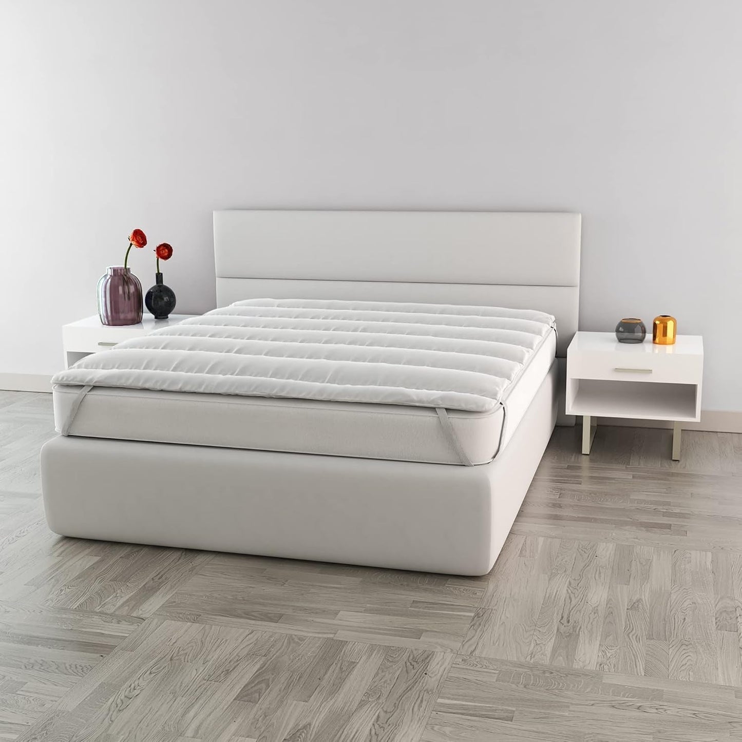 Italienische Bettwäsche, eleganter gesteppter Topper, weiß, Doppelbettdecken und Steppdecken Naty Shop 160 x 195
