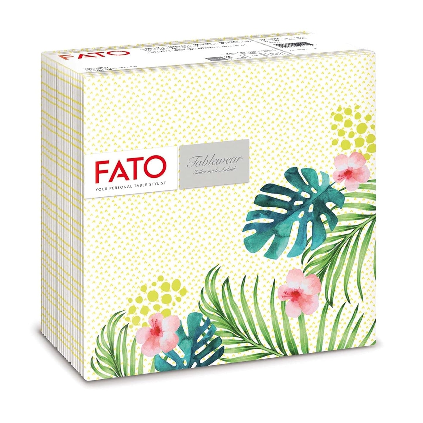 Fato - Trockenpapierservietten, Airlaid, Textileffekt, Packung mit 50 Servietten, 40X40 gefaltet im 4er-Format, Tropicana Decor
