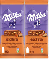 Milka Extra Caramel Salt Almond – Alpenmilchschokolade mit Karamellstückchen, Mandeln und einer Prise Salz – 190g