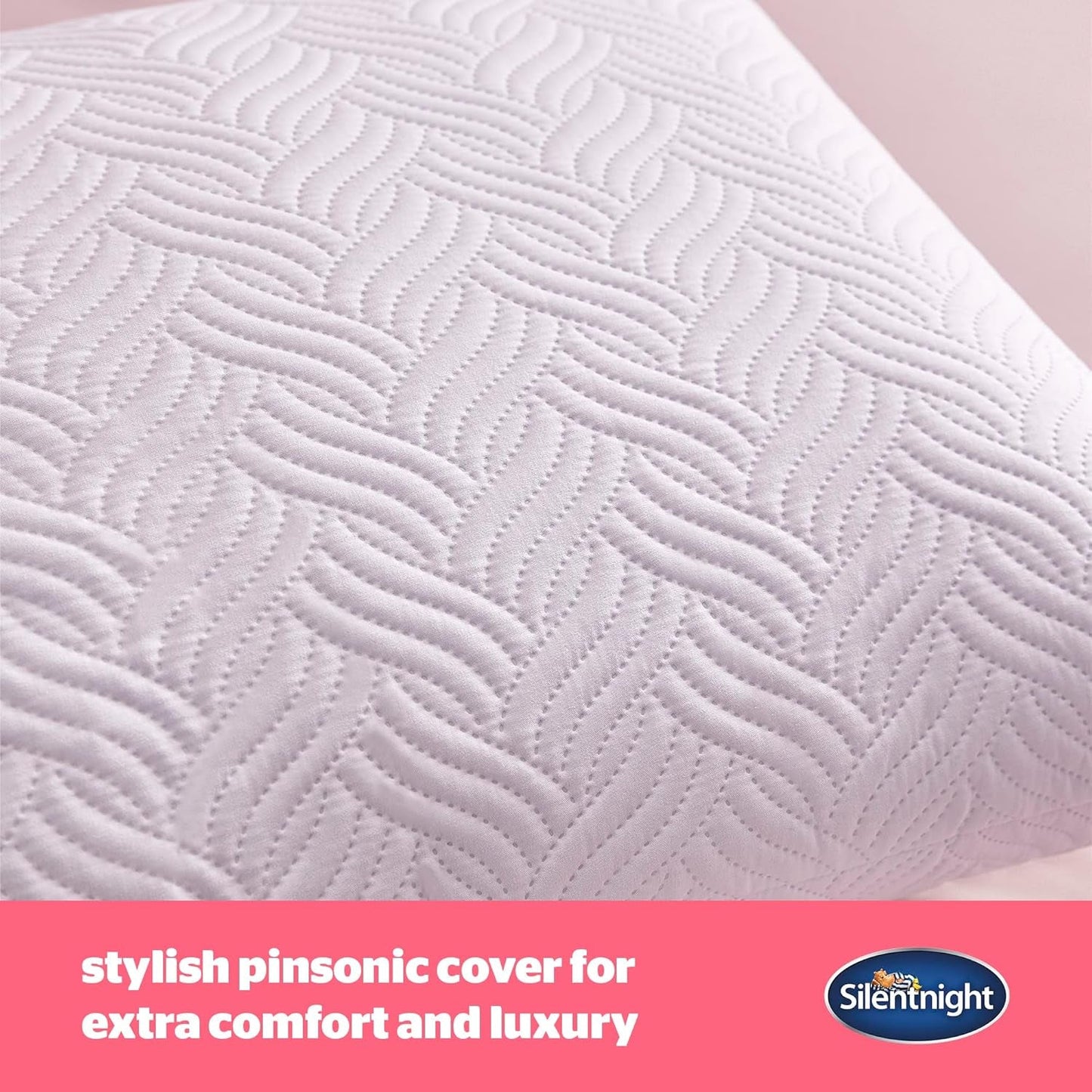 Silentnight Ultimate Pillow – weiches und stützendes Bettkissen mit Pinsonic Soft Touch Luxus-Steppbezug, maschinenwaschbar und hypoallergen für Rücken- und Seitenschläfer, 1 Stück Naty Shop Standard-Kissen