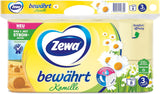 Zewa bewährtes Kamille-Toilettenpapier mit Strohhalm, 7 x 8 Rollen