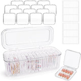INMORVEN Nagel-Aufbewahrungsbox-Set – 14 transparente Nagelboxen + 1 große Box und 60 Klebescheiben – ideal für die Aufbewahrung von künstlichen Nägeln, Gel-Nagelzubehör und Nagellack (14 Stück in einer Schicht).