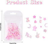 100 Stück Schleifen-Nagel-Charms, Y2K, 3D-Harz, Kamelienblume, Nagel-Charms, Kawaii-Strasssteine, Nagelkunst-Dekorationen, Muster, DIY-Bastelzubehör (Rosa)