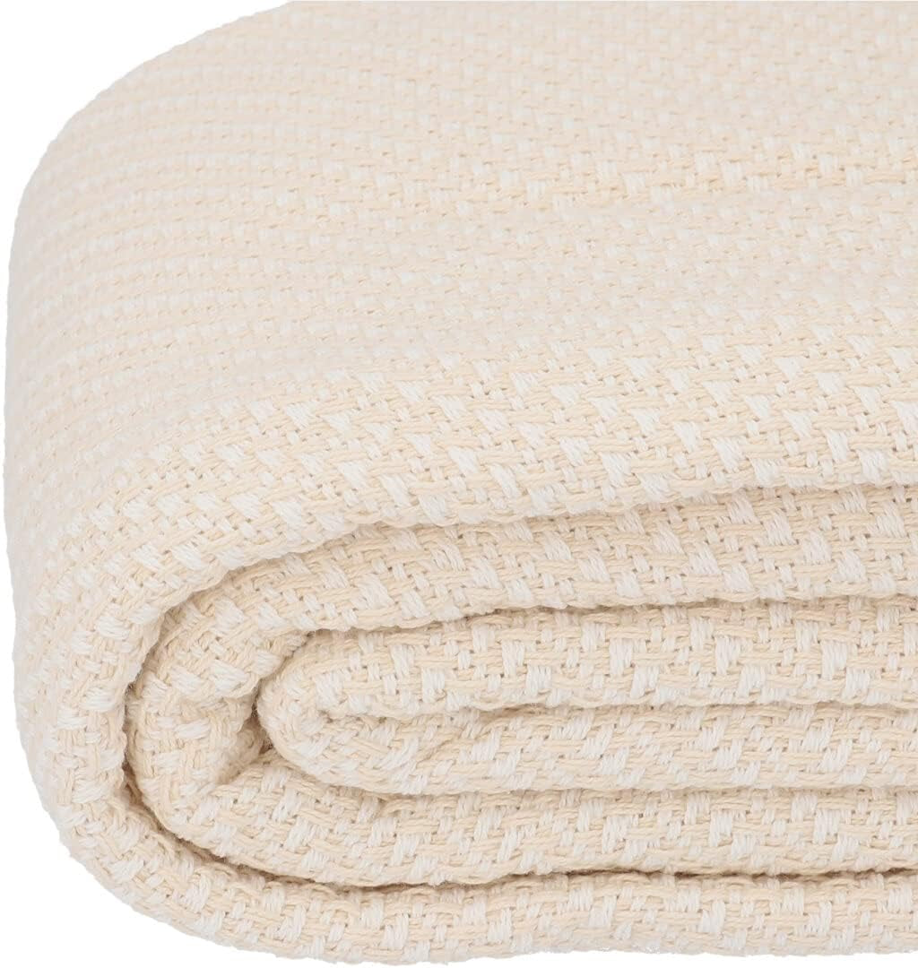 HOMLA Morris Plaid Cotton Fransendecke – weiche und bequeme Decke Baumwolldecke – feiner Stoff 130 x 170 cm Ecru Betten und Decken Besuchen Sie den HOMLA-Store