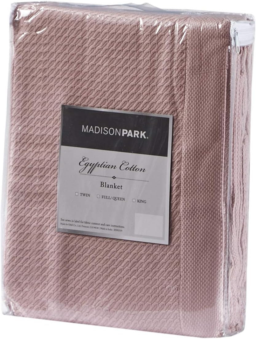 Madison Park, 100 % ägyptische Baumwolle, atmungsaktive Bettdecke, Premium-Strick, Luxus-Saison, leichter Bezug für Bett, Sofa und Couch, Doppelbett/Queensize-Bett, Rosa, Naty Shop Bettdecken und Steppdecken