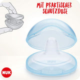 NUK Stillhütten | Brusthütchen Zum Stillen | Schützt vor Wunden Brustwarzen | Dünnes Silikon | Größe M (20 mm) | Inklusive Schutzdose | 2 Stück Babynahrung und Stillzubehör Naty Shop