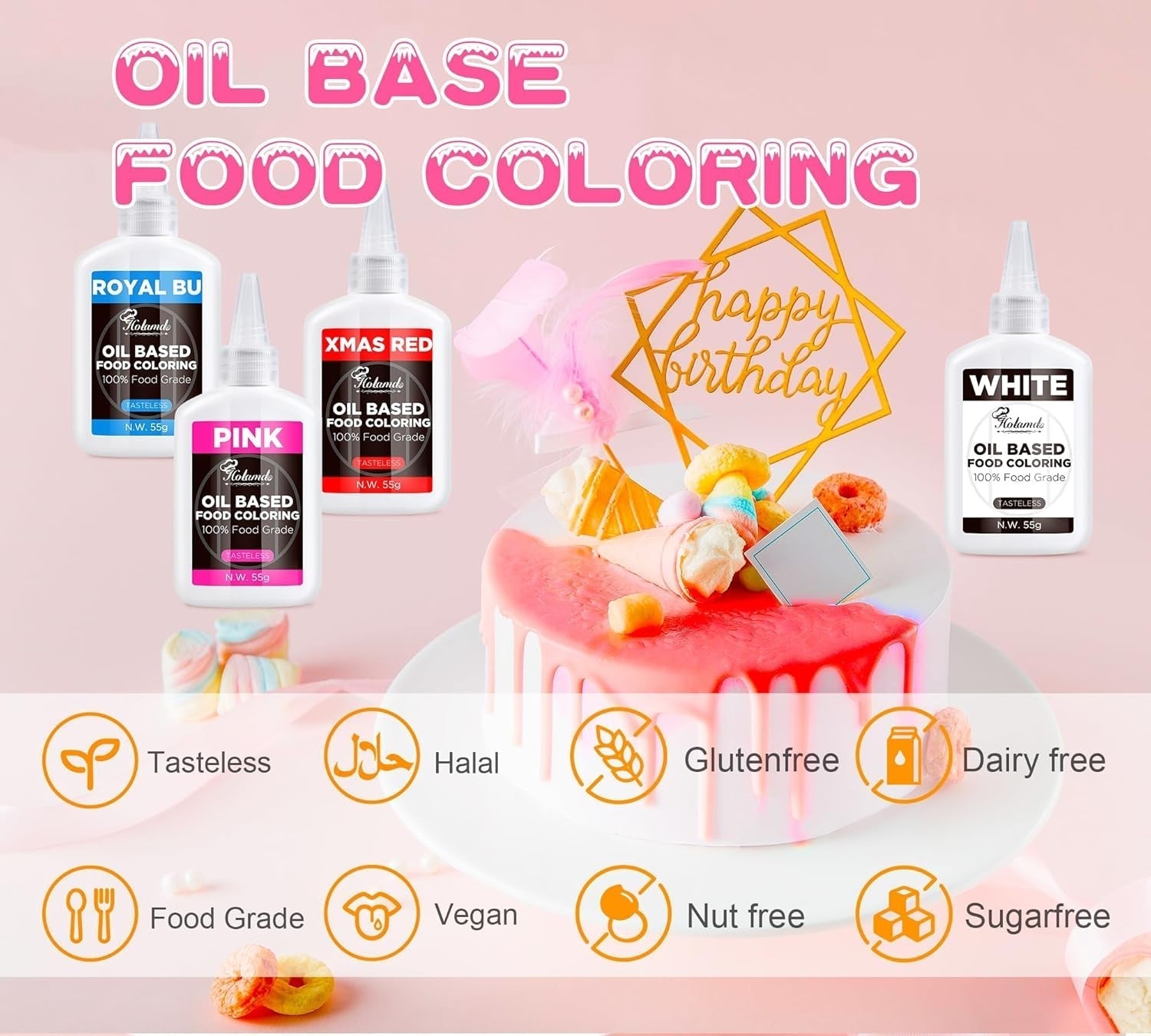 Fettlösliche Lebensmittelfarbe 55 g, weiße Lebensmittelfarbe auf Ölbasis für Schokolade, Fondant, Macaron, Kuchendekoration, konzentrierte Lebensmittelfarbe auf Ölbasis zum Backen, Kochen, Zuckerguss, Cupcakes