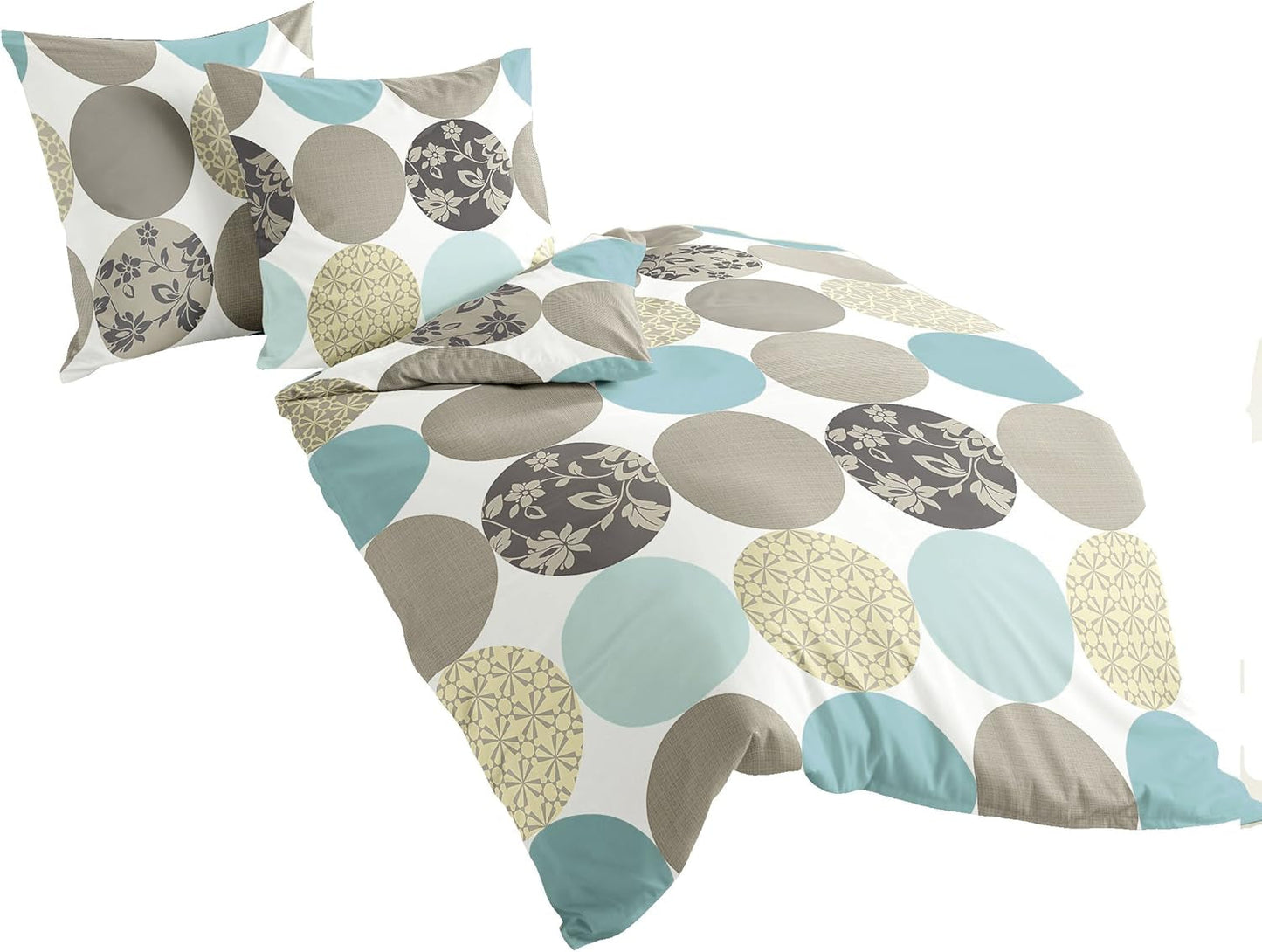 Bierbaum-Bettwäsche, Mako-Satin, entworfen in Deutschland, Modell 6383 Türkis 02, 155 x 220 cm + 80 x 80 cm, Komfortgröße. Betten und Decken Besuche den Bierbaum-Store Türkis 200 x 200. Weitere Muster