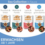 IAMS Delights Sea Collection Katzenfutter Nass - Multipack mit Fischsorten (Lachs, Thunfisch, Makrele, Seefisch) in Sauce, Nassfutter für Katzen ab 1 Jahr, 12 x 85g