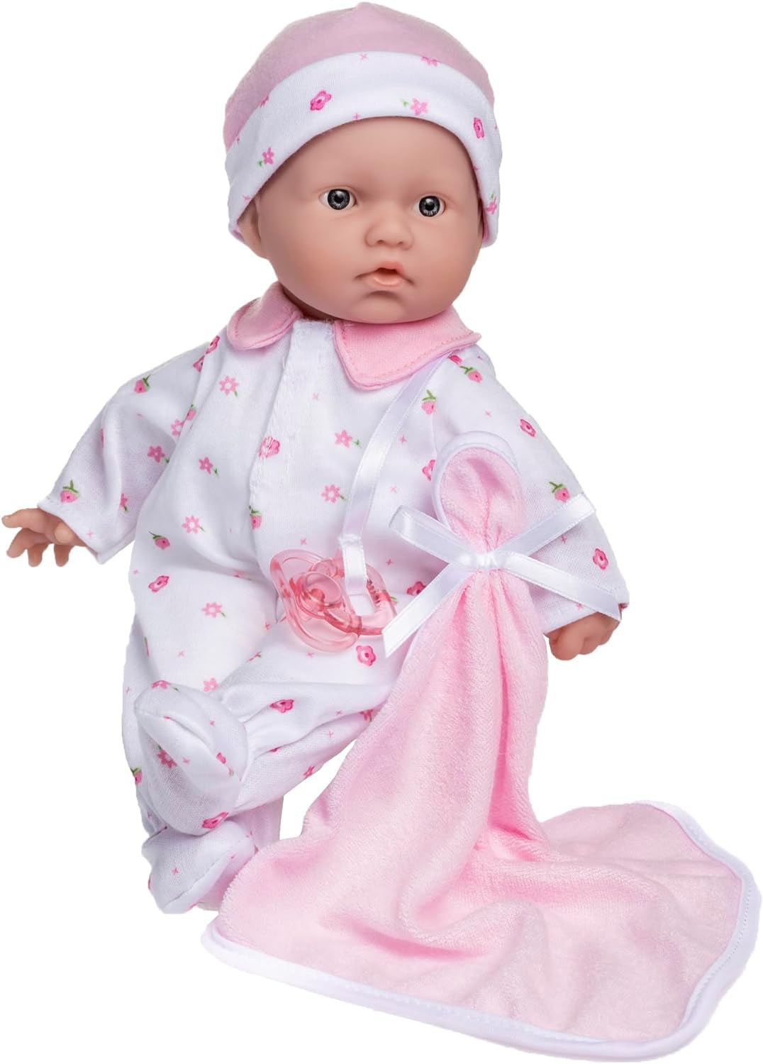 JC Toys La Baby Kaukasisches Babypuppen-Set – 28 cm, weiche, waschbare Puppe, rosa, abnehmbares Outfit mit Hut, Decke und Schnuller für 12 Monate und älter. Naty Shop Puppen, rosa, einzeln