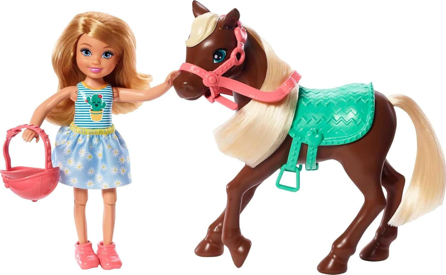 Barbie GHV78 – Club Chelsea Spielset mit Puppe und Pferd, ca. 15 cm große Blondine mit Mode und Accessoires, Geschenkspielzeug für 3–7 Jahre alte Babypuppen, Naty Shop Single