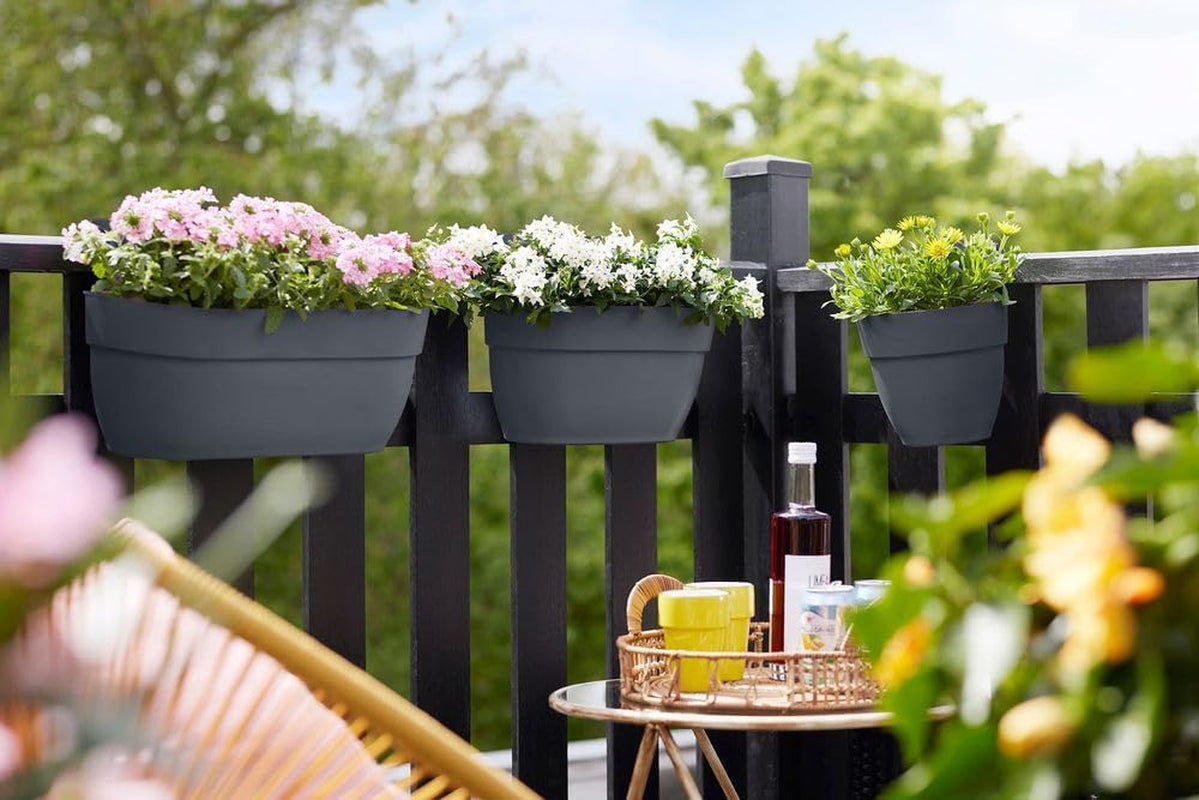 elho Vibia Campana Easy Hanger M 36 – Topf für Balkon und Außenbereich – Ø 36,0 x H 26,5 cm – Schwarz/Anthrazit