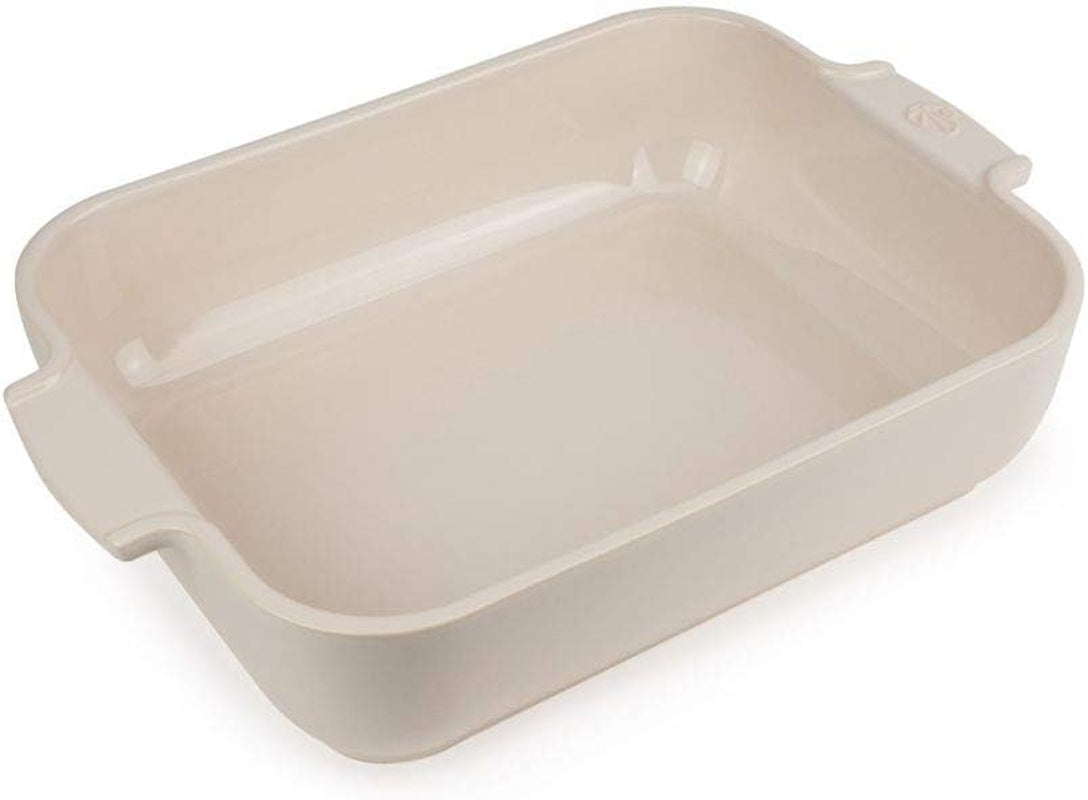 Peugeot Appolia Rechteckige Auflaufform Mit Griffen, Keramik, Schiefer / Grau, 7.2X31X21.7 Cm, Fassungsvermögen: Ca. 2 L, 60060 Formen und Bleche zum Backen Naty Shop Ecru