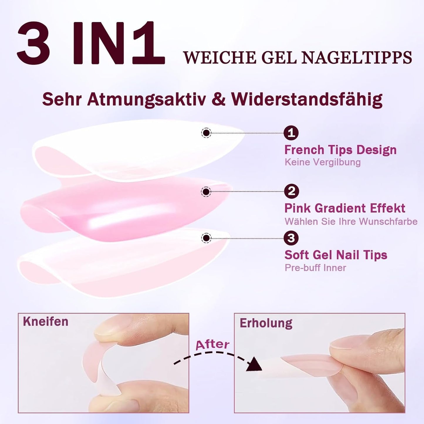 120 Stück nackte rosa künstliche Nägel mit Nagelkleber – 12 Größen kurze, ovale, quadratische Nägel zum Aufdrücken – schöne Nägel, zum Aufkleben auf künstliche Nägel – geeignet für DIY-Nageldesign für Frauen (Squaval Pink Gradient)