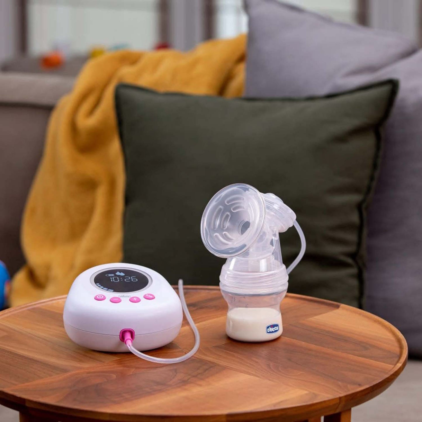 Elektrische Milchpumpe von Chicco mit Stimulations- und Extraktionsphasen, 10 Intensitätsstufen, bequem und schnell, ergonomische Form, mit geneigtem Sauger und dichtem Verschluss, weiß, 150 ml Zubehör Essen und Stillen Bebe Naty Shop